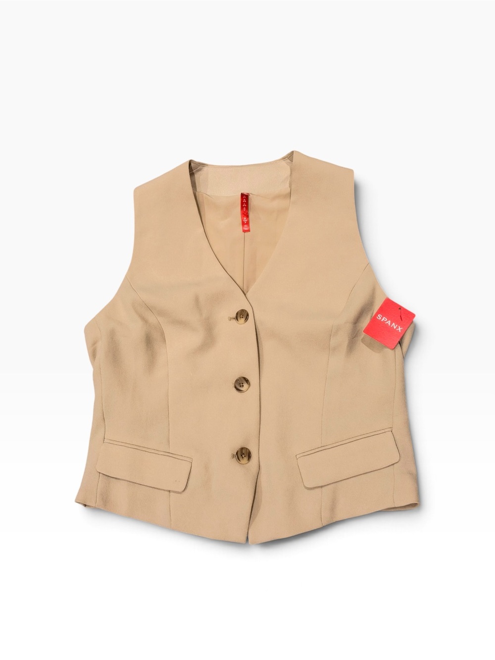 NWT SPANX Carefree Crepe Vest Top in Tahini, size Small. - Picture 4 of 9